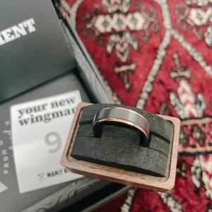 Manly Bands The Fitzgerald (Black Zirconium / Rose Gold) Ring (size 9 Mens)